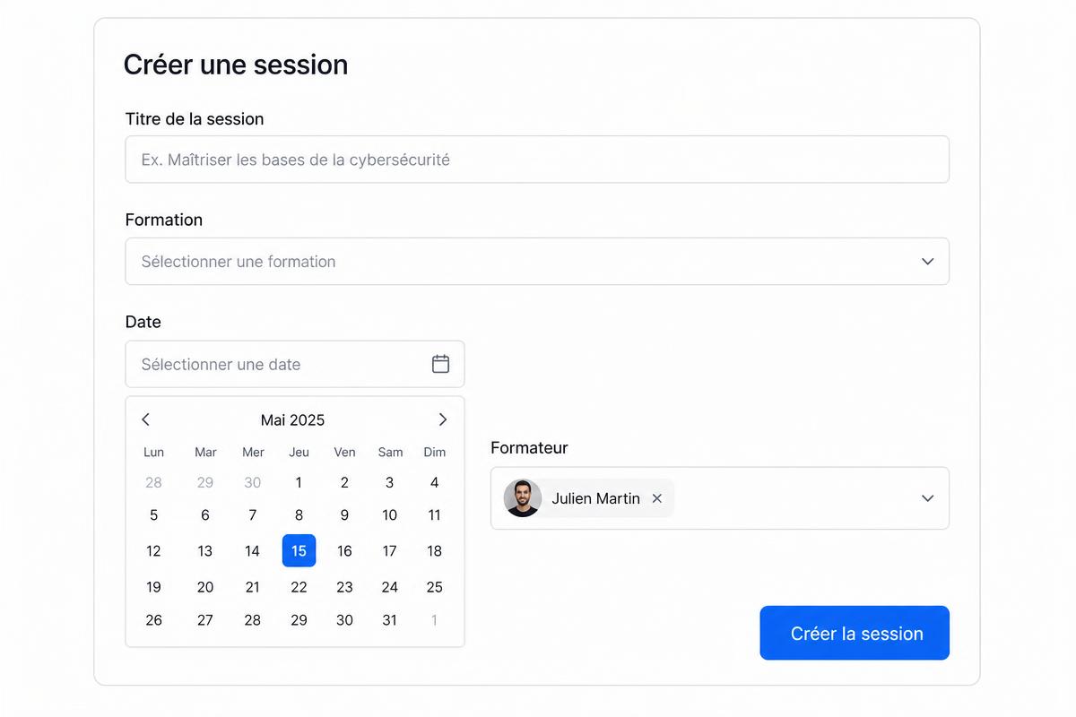 Création d’une session de formation dans Plenora